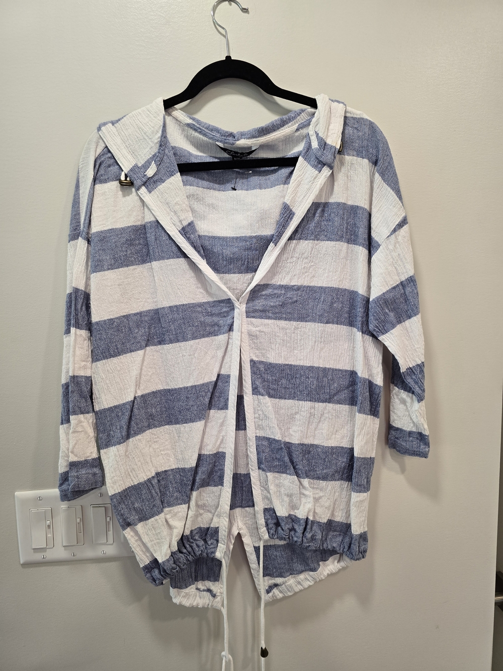 CHARLIE B Blue and White Striped Top
